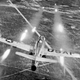 An F-84E unleashes a salvo of rockets on a ground target (US Air Force)